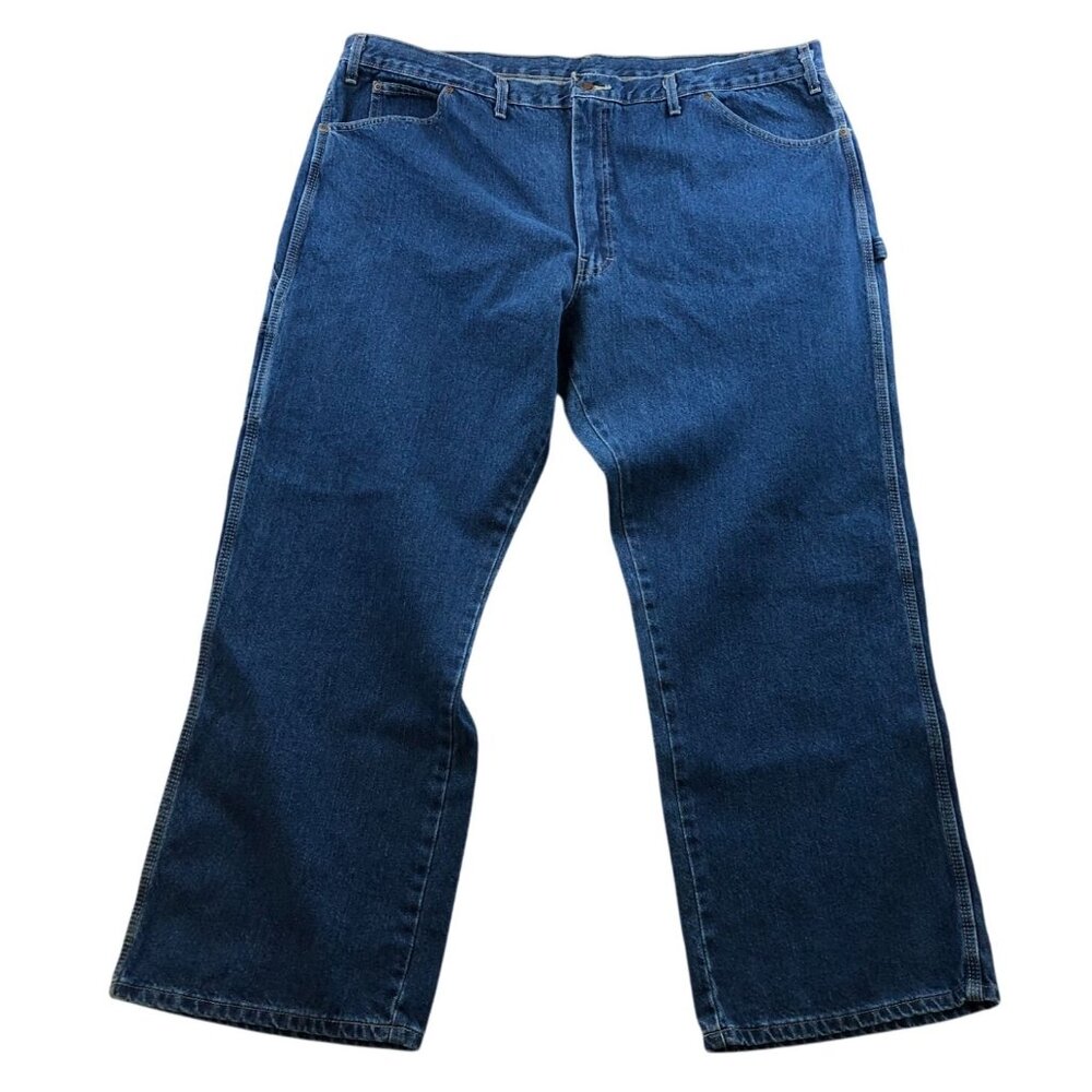 Dickies Mens Carpenter Jeans Size 46x32 Straight Navy Blue Relaxed Workwear